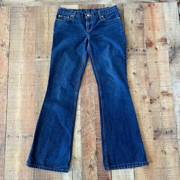 Ralph Lauren Womens Hipster Flare Jeans Size 5/6x32 Cotton/Polyester Dark Blue - Picture 1 of 7